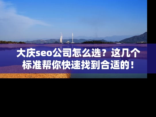 大庆seo公司怎么选？这几个标准帮你快速找到合适的！