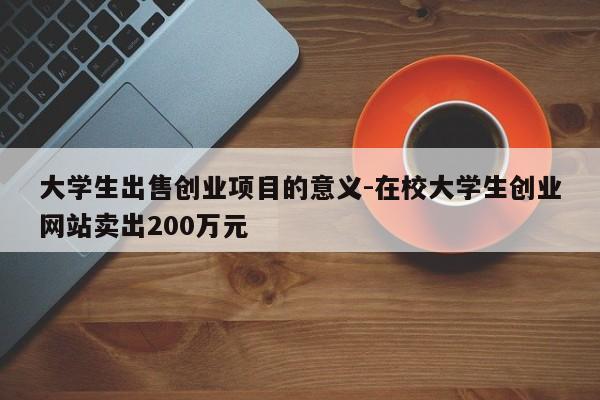 大学生出售创业项目的意义-在校大学生创业网站卖出200万元
